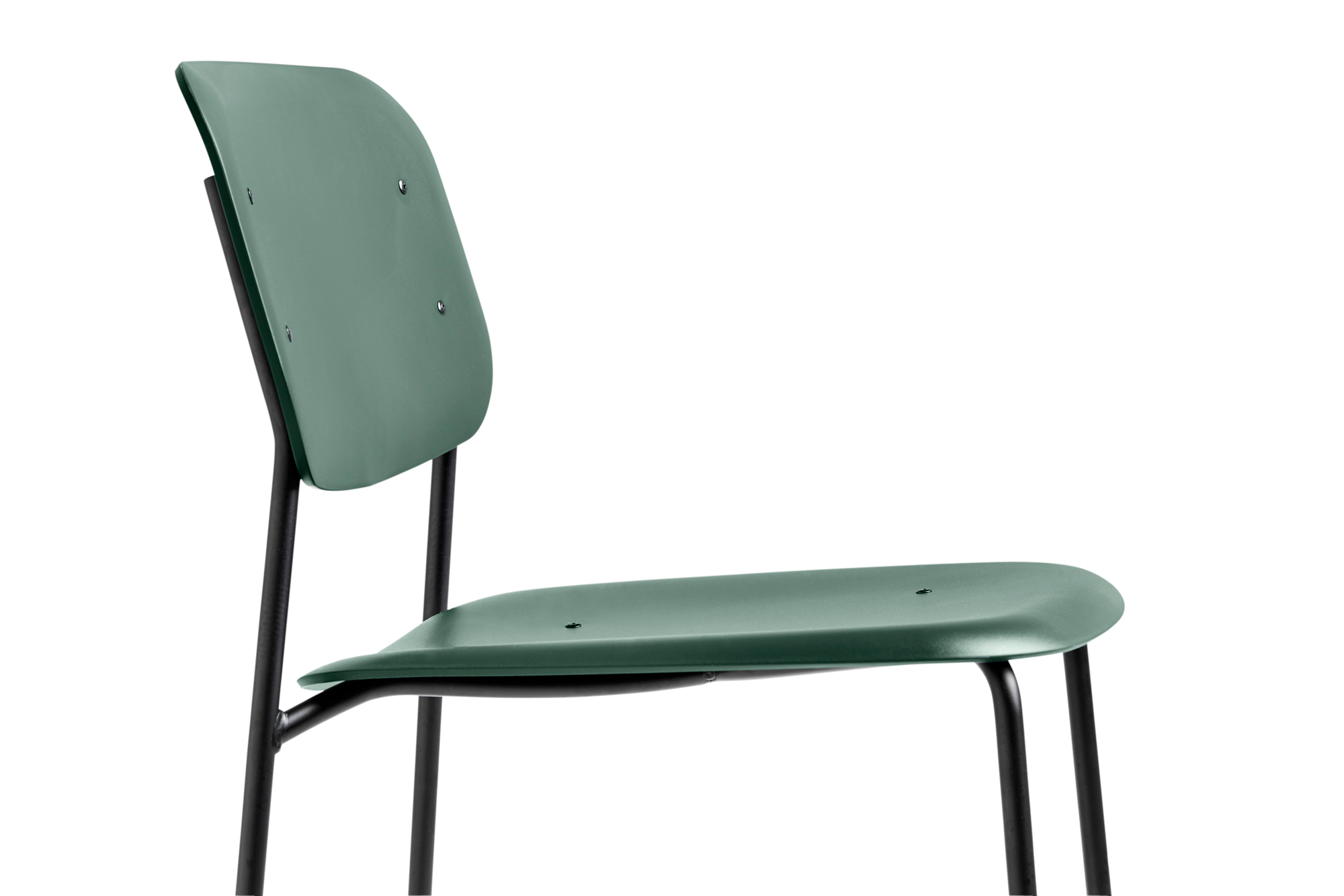 Soft Edge Stuhl in Hunter Grün mit schwarzem Gestell, moderner Designstuhl für Esszimmer und Büro.
