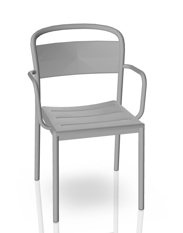 Grauer Linear Steel Armchair Outdoor Armlehnenstuhl von Muuto: Moderner Gartenstuhl aus Stahl für den Außenbereich.