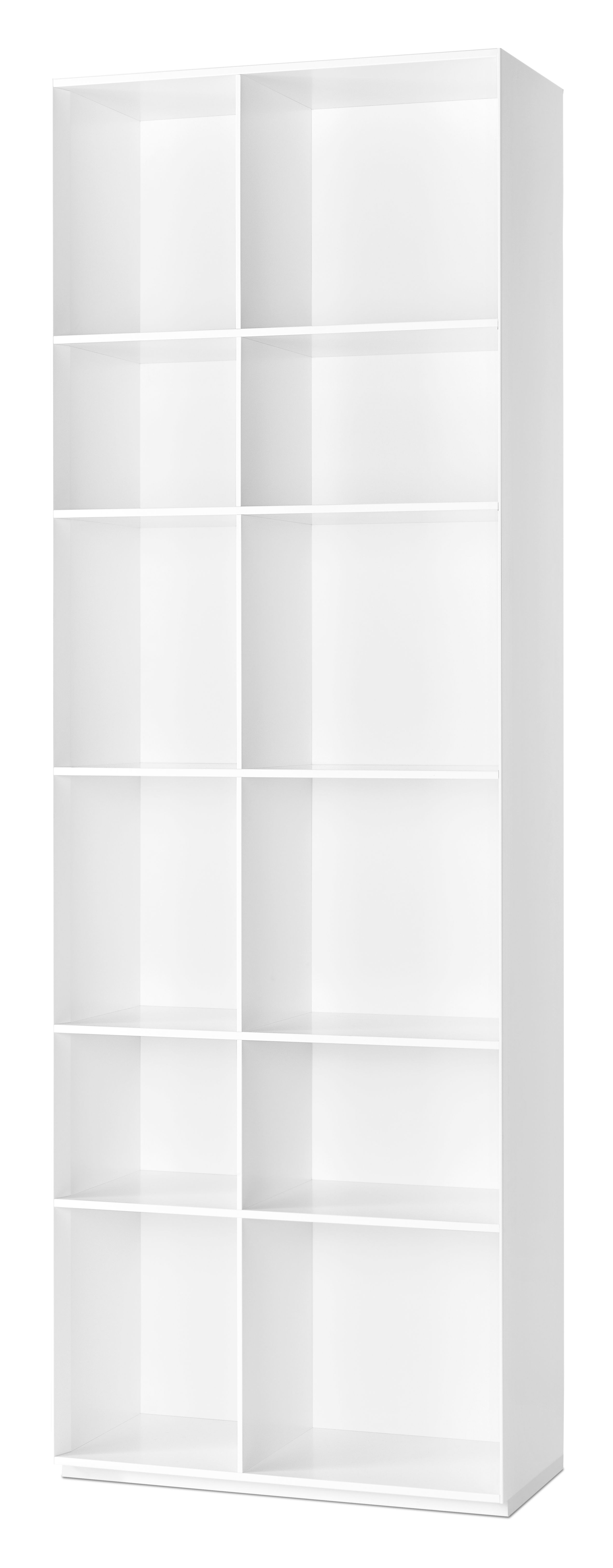 Weißes Nex Pur Regal von Piure mit offenen Fächern für Wohnzimmer oder Büro.