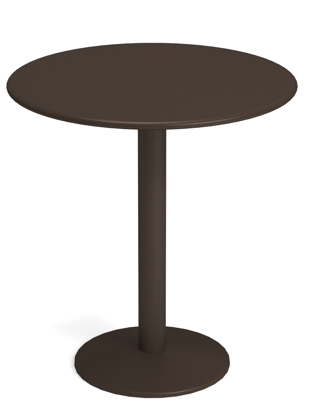 Nahaufnahme des braunen Emu Thor Round Table mit einem Durchmesser von 60 cm.