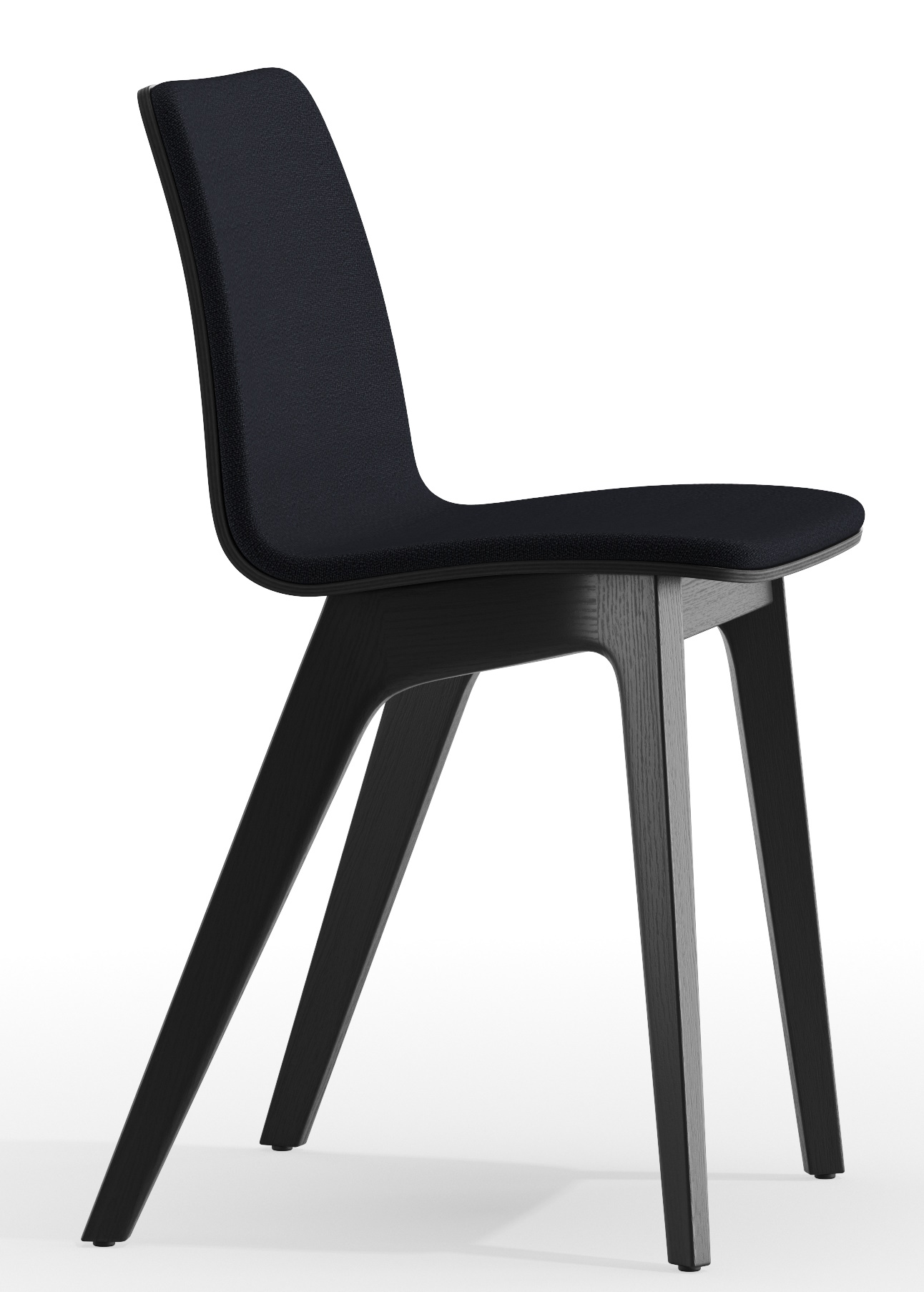 Morph Holzstuhl mit Sitzpolster Zeitraum in Schwarz, moderne Sitzgelegenheit für Esszimmer und Wohnbereich.