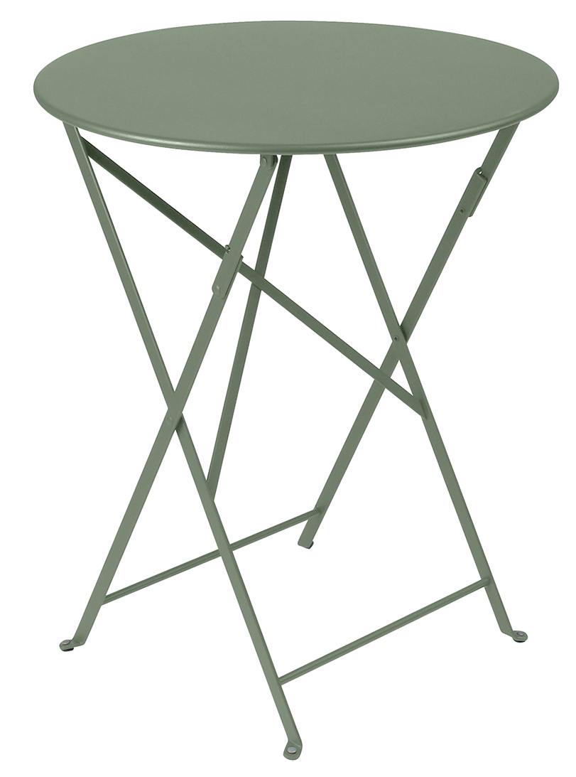 Fermob Bistro+ Gartentisch in Grün, runder Klapptisch für den Außenbereich, ideal für Balkon und Terrasse.