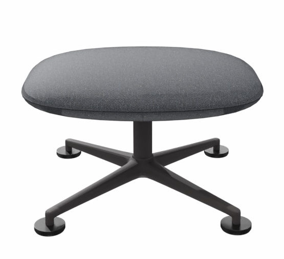 Grauer KN03 Ottoman von Knoll International mit Stoffbezug und schwarzem Vierfußgestell.