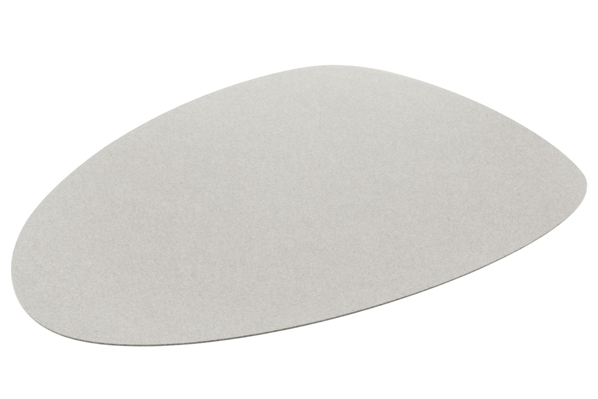 Grauer, asymmetrischer Stone Teppich von HEY-SIGN aus Filz, ideal als moderner Bodenbelag und Teppich.