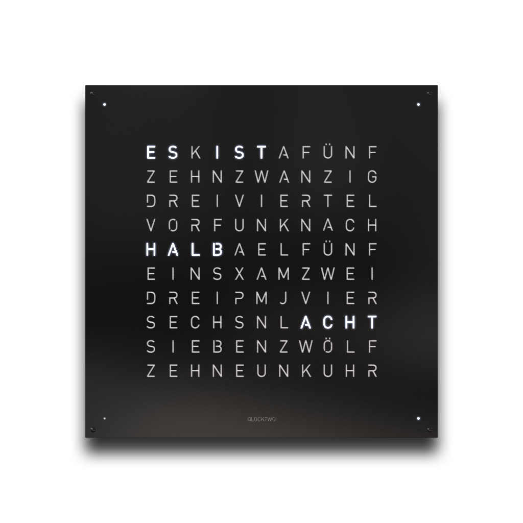 Earth 180 Steel Series Wandklok / Tijdsobject Duits QLOCKTWO