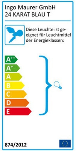 Energielabel der Ingo Maurer 24 Karat Blau T Tischleuchte, Energieeffizienzklassen von A++ bis E.