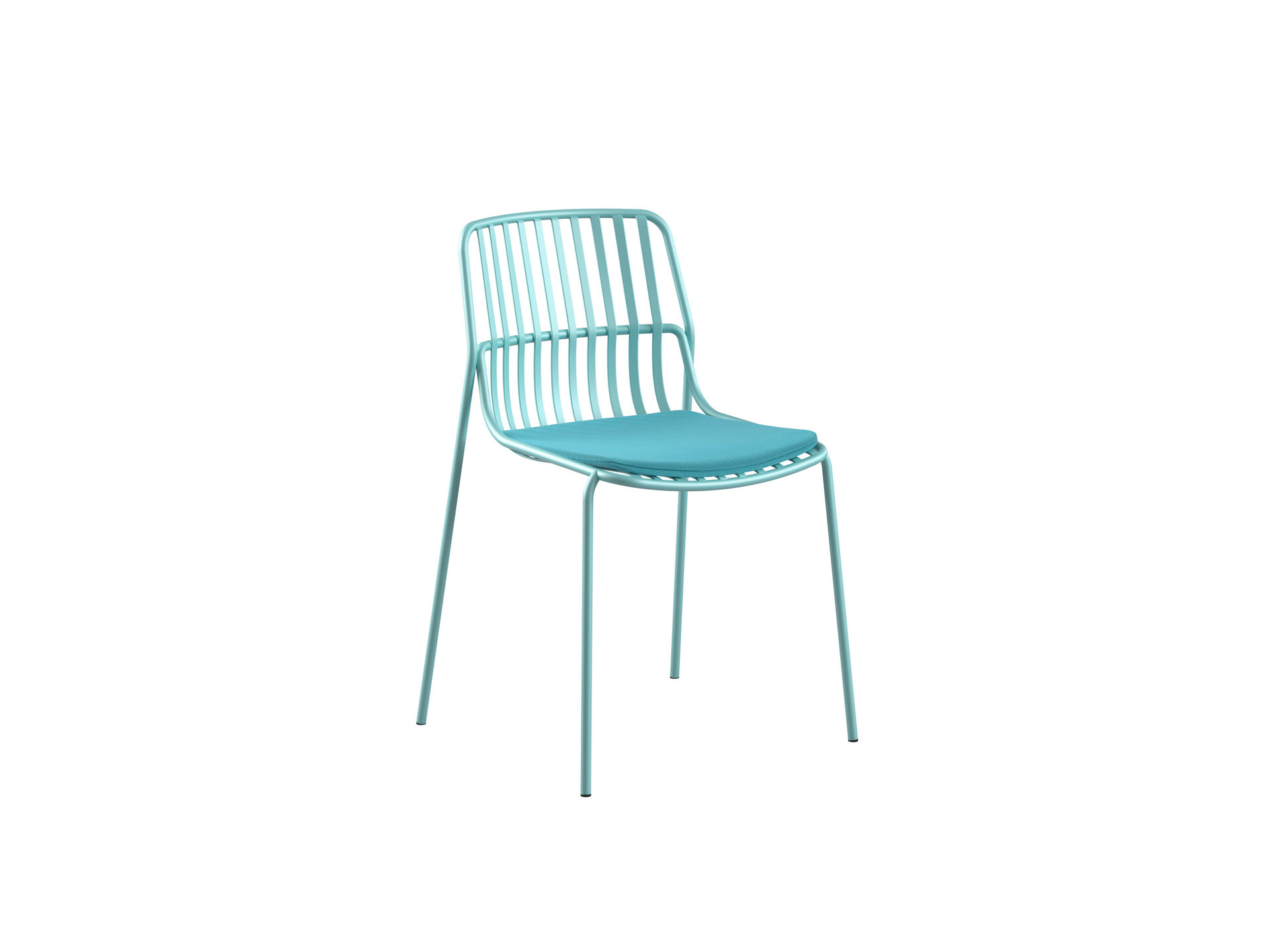 Brunner Crona Steel Stuhl für den Außenbereich, hellblau, mit Sitzkissen, stapelbar.