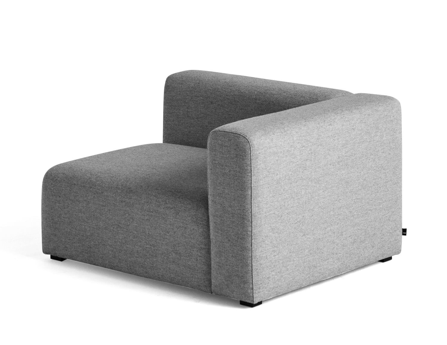 Graues Hay Mags Sofa Modul mit Armlehne rechts, modernes Design für Wohnzimmer.
