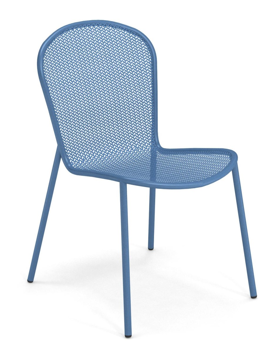 Blauer Ronda X Stuhl von Emu für den Außenbereich, Stahl, modernes Design, Gartenmöbel.