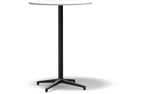 Vitra Bistro Table Stehtisch für den Außenbereich, Ø 79,6 cm, weiße Tischplatte und schwarzes Gestell.