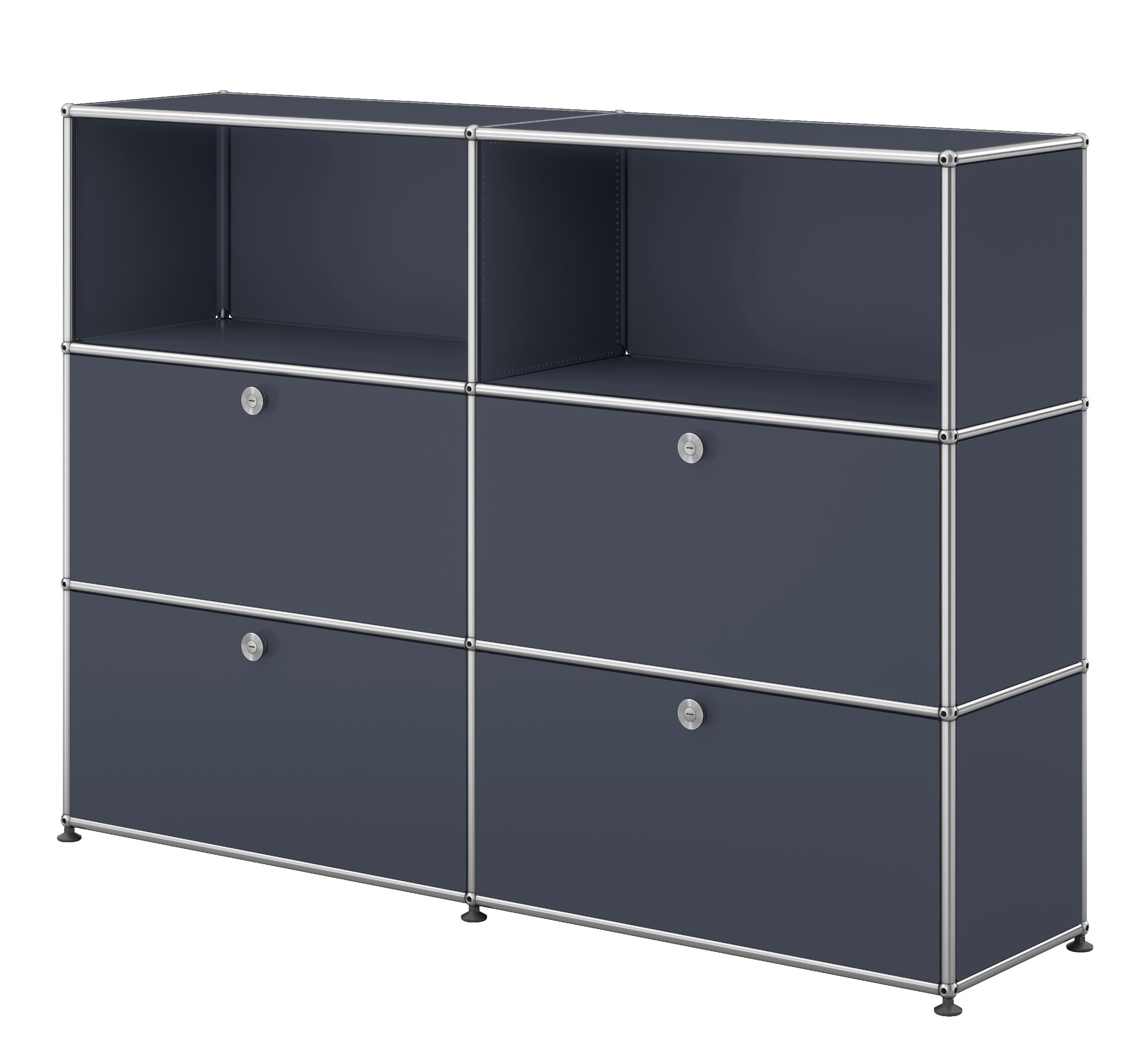 USM Haller Highboard met 2 open vakken / 2 kleppen / 2 lades, antracietgrijs
