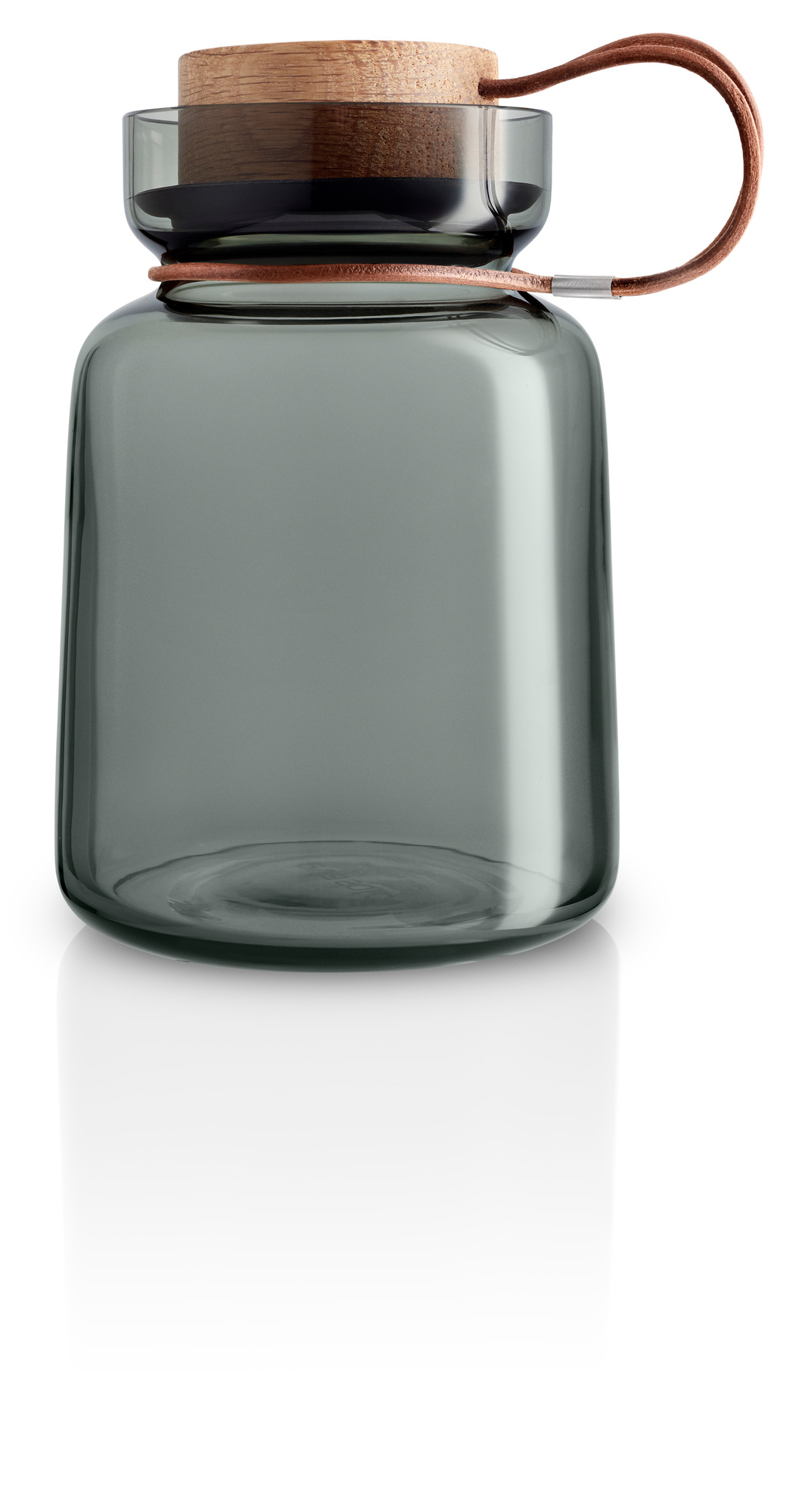 Graue Silhouette Aufbewahrung von Eva Solo mit Holzdeckel und Lederriemen, 1 Liter.