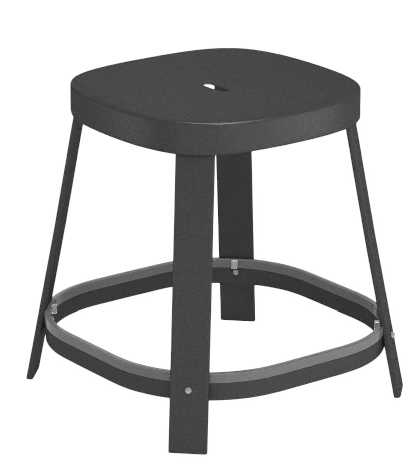 Schwarzer Thor Dining Stool Barhocker von Emu für den Außenbereich, niedrige Sitzhöhe, quadratische Sitzfläche.