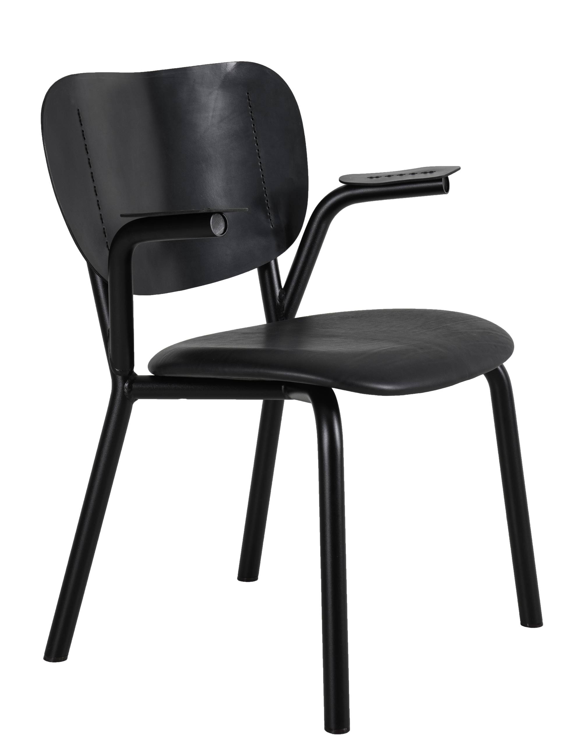 Schwarzer Emil Rosi Armchair Stuhl von Functionals, moderner Designstuhl mit Armlehnen für Büro und Wohnbereich.