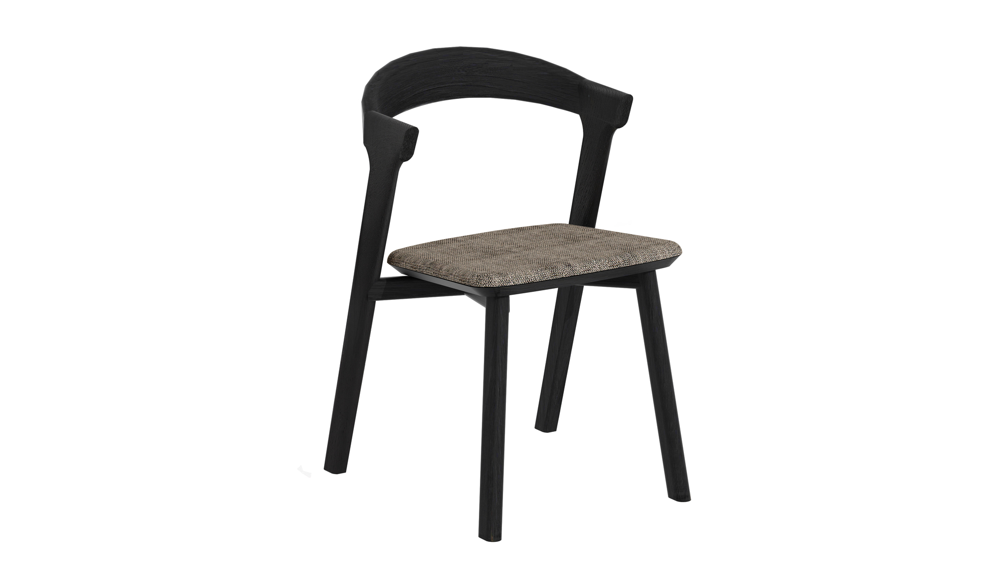 Bok Stuhl ohne Armlehne, Eiche schwarz, mit grauem Sitzkissen von Ethnicraft.