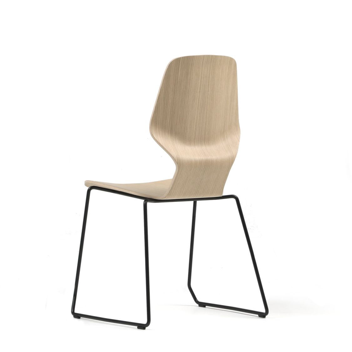 Oblikant Stuhl mit Kufengestell von Prostoria, Holzoptik, modernes Design für Esszimmer und Büro.