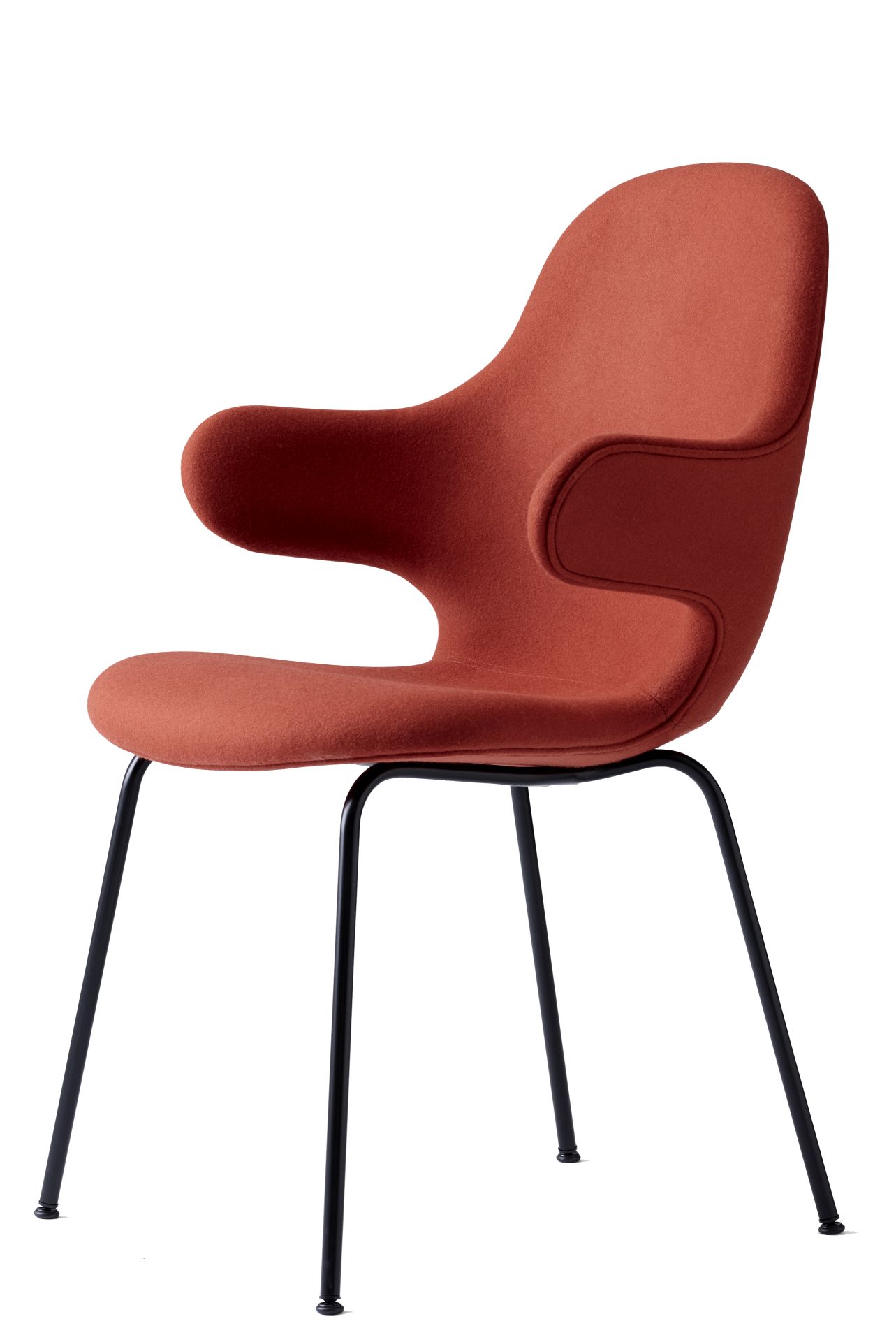 Catch Stuhl von AndTradition, JH15, in Terrakotta mit schwarzem Metallgestell. Designstuhl für Esszimmer.
