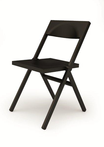 Schwarzer Piana Klappstuhl von Alessi: Moderner Faltstuhl für platzsparende Aufbewahrung, ideal für Wohnzimmer und Büro.