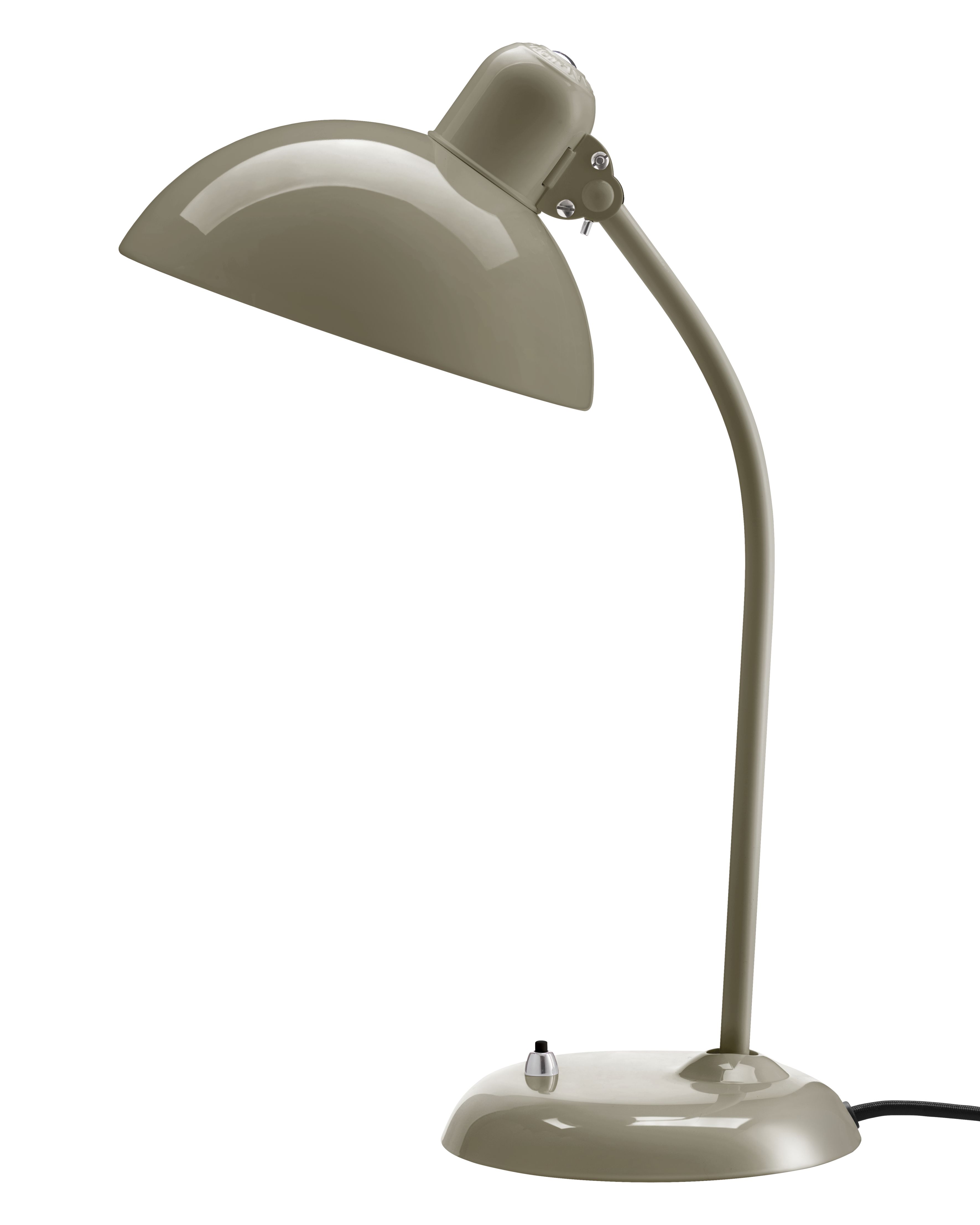 Olivgrüne KAISER idell 6556-T Tischleuchte von Fritz Hansen, Designklassiker für Schreibtisch und Wohnraum.