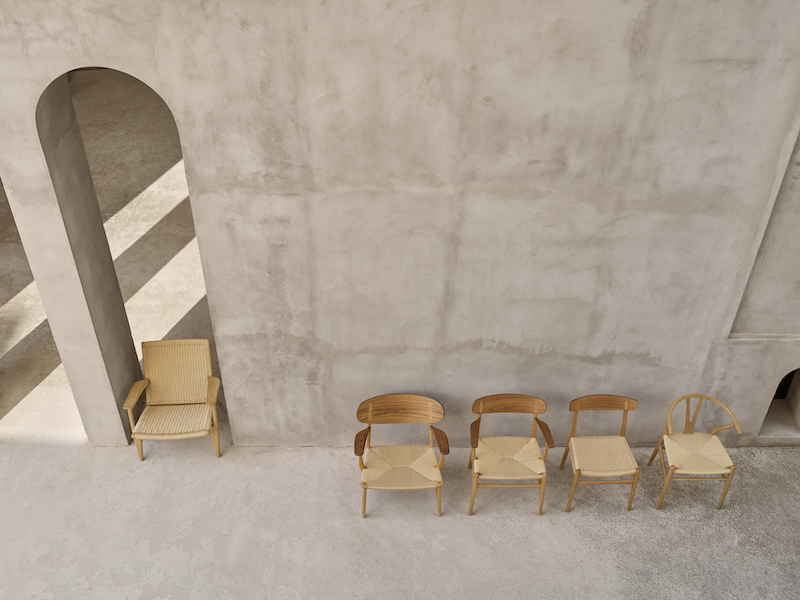 CH22 Lounge Sessel von Carl Hansen & Søn: Holzrahmen mit geflochtener Sitzfläche, verschiedene Ausführungen.