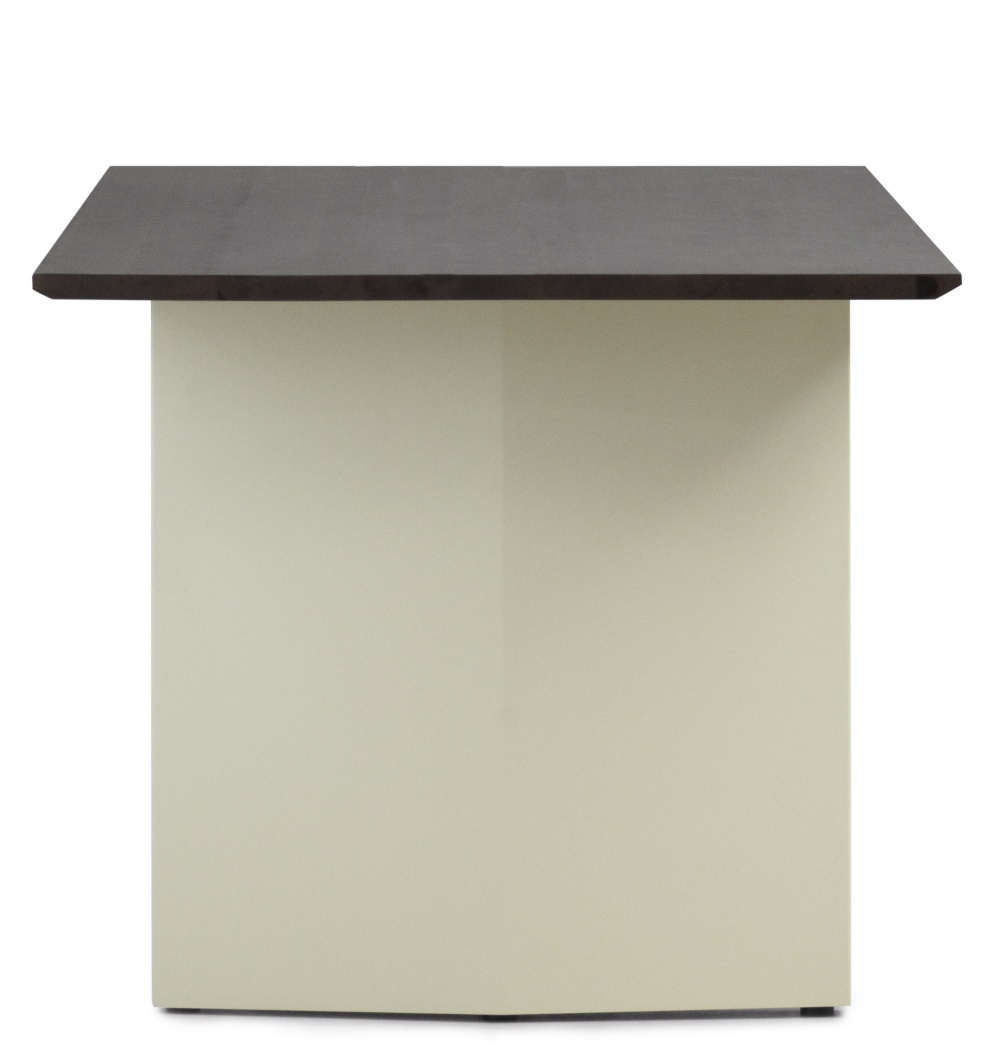 Normann Copenhagen Panel Tisch, Esstisch mit dunkler Tischplatte und beigem Sockel, modernes Design für Esszimmer.