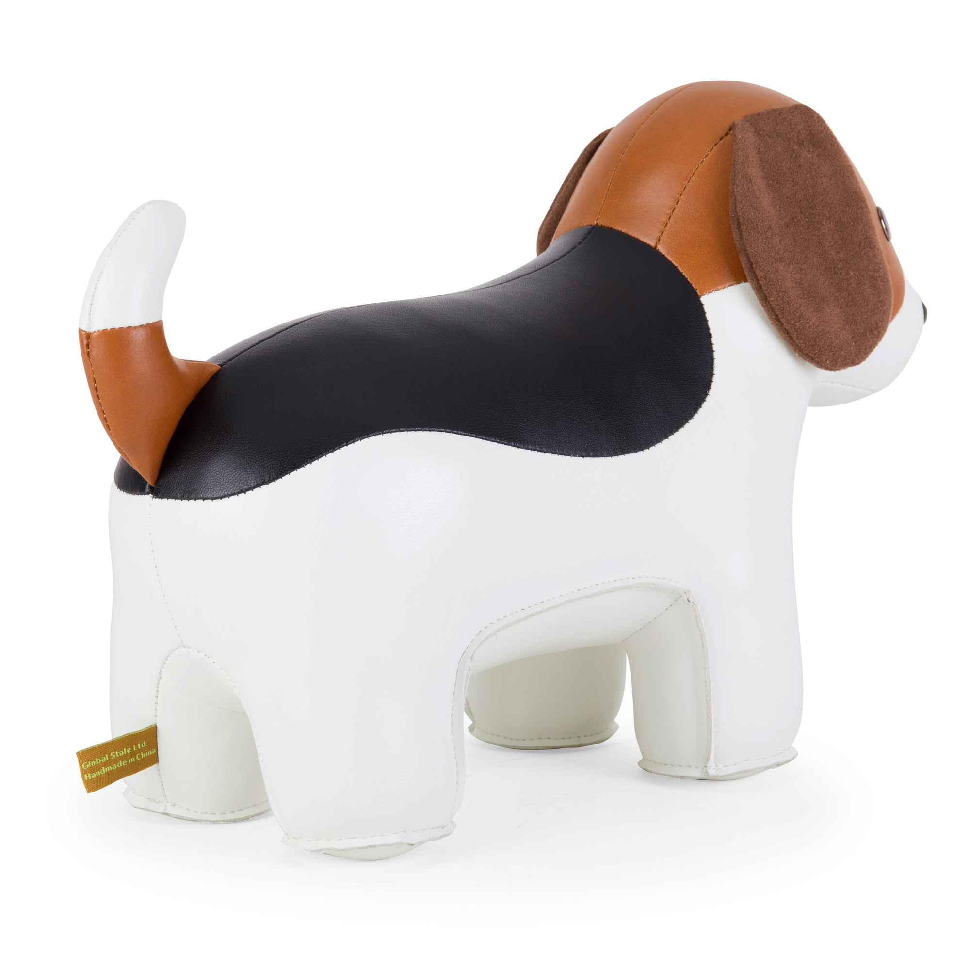 Türstopper Classic Beagle von Züny, weiß-braunes Kunstleder, detailgetreue Hunde-Nachbildung, dekorativ und funktional.