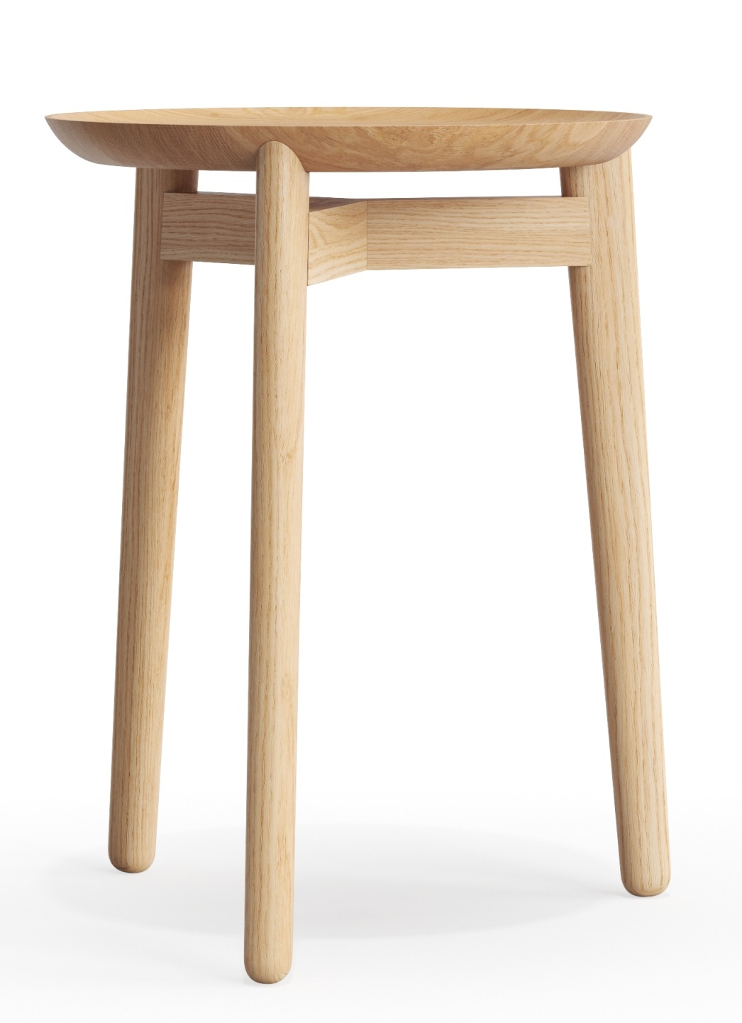 Plaisir Beistelltisch aus hellem Holz von Zeitraum, runder Tisch mit drei Beinen, minimalistisches Design.