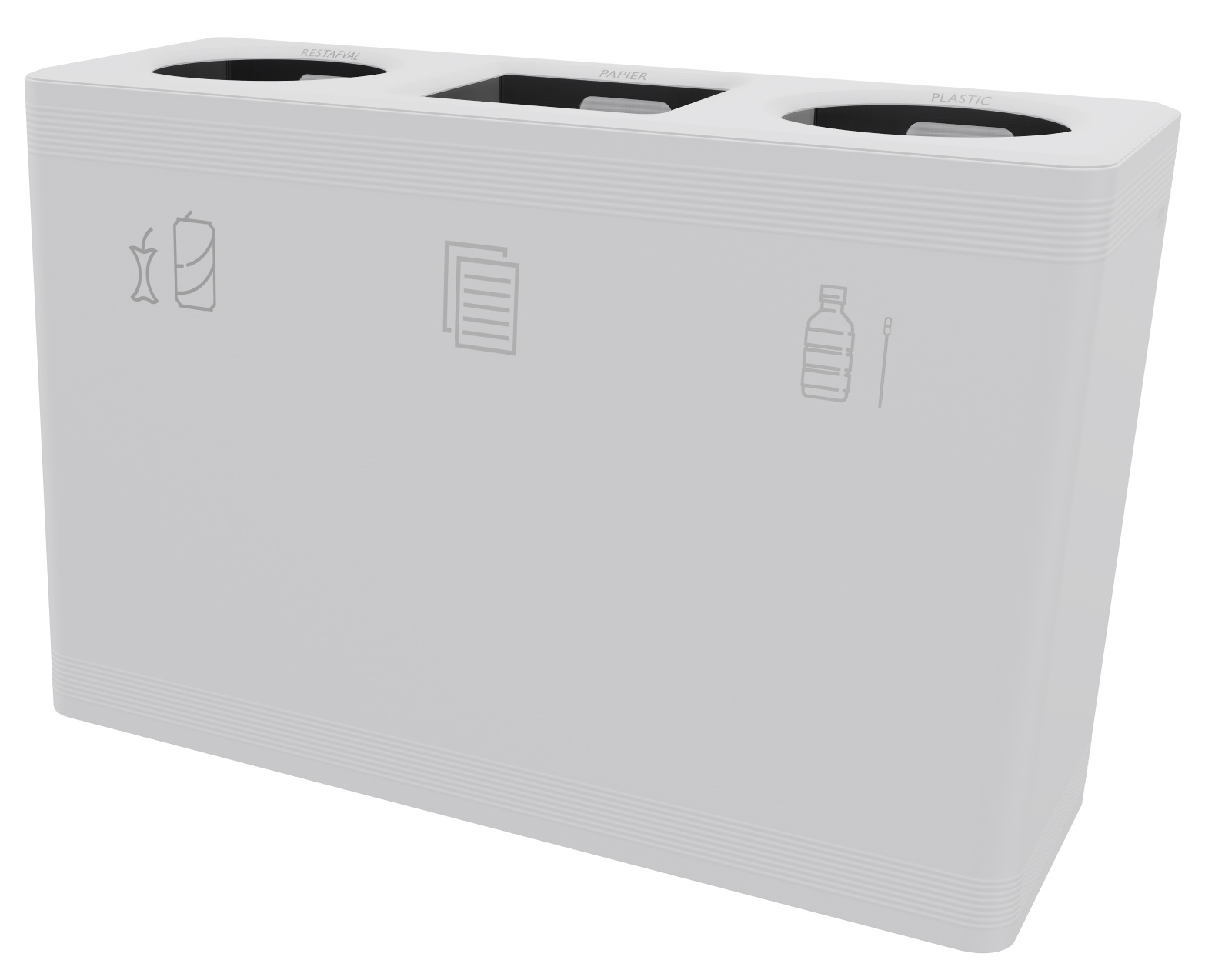 Ditch 3 Abfalltrennsystem Functionals, ein Mülleimer mit drei Fächern für Restmüll, Papier und Plastik.