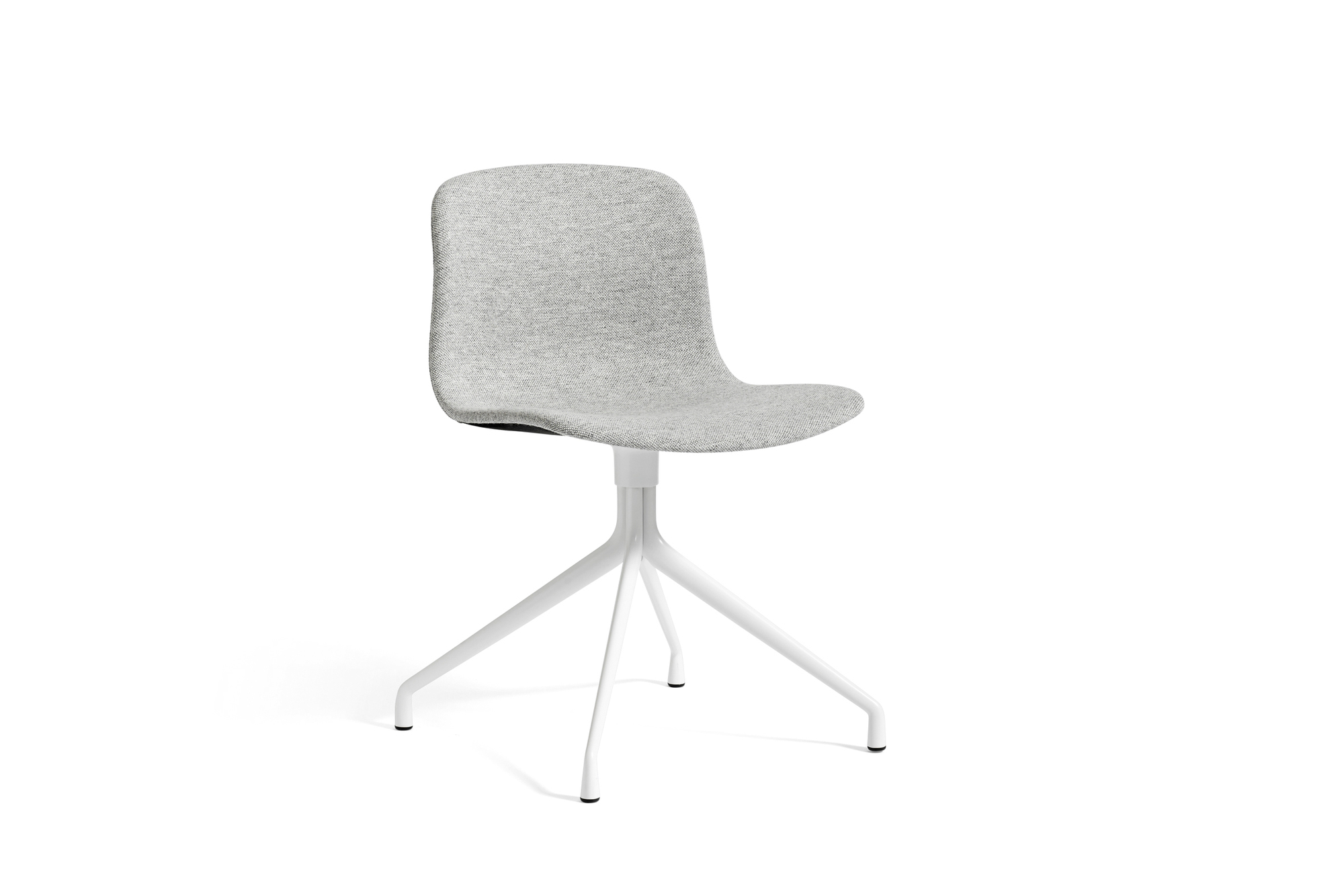 Hay About a Chair AAC11, vollgepolsterter Stuhl mit weißem Vierfußgestell, Stoffbezug.