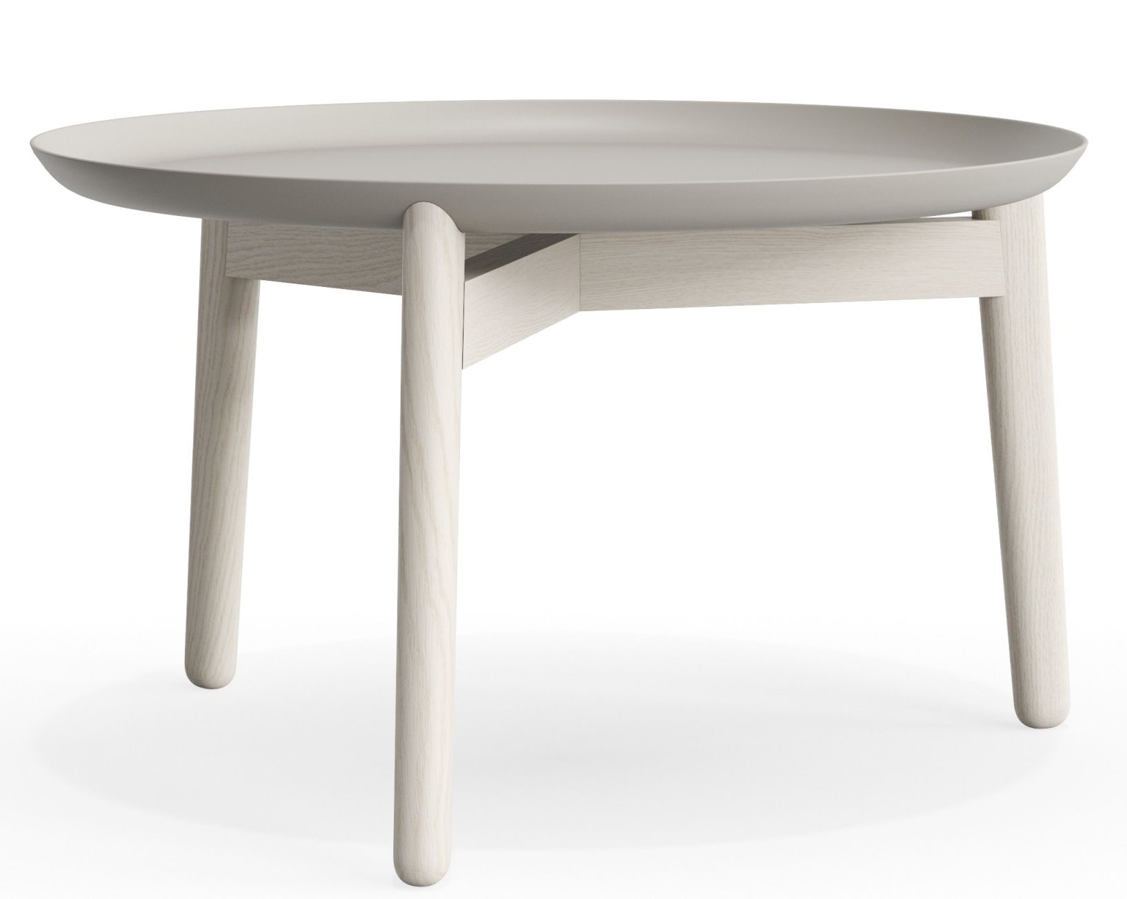 Plaisir 2 Beistelltisch von Zeitraum, Aluminium Tischplatte in Grau mit hellem Holzgestell, Höhe 32 cm.