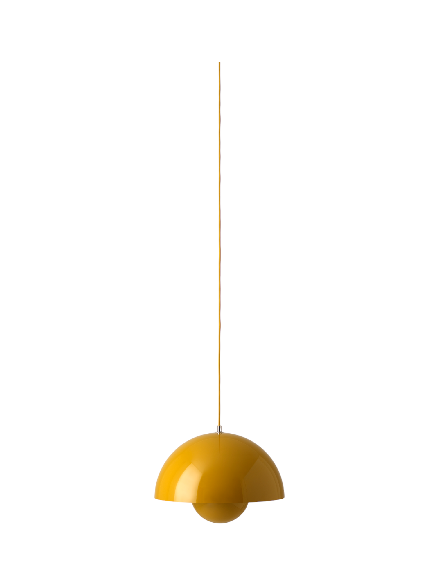 Gelbe Flowerpot VP7 Pendelleuchte von AndTradition, modernes Design für Wohnzimmer und Esszimmer.