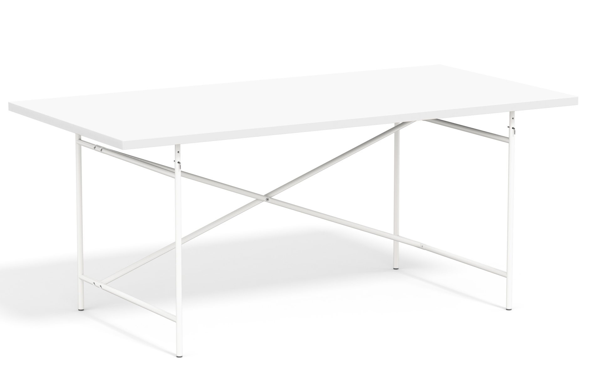 Weißer Eiermann Tisch mit Stahlgestell von Richard Lampert, minimalistisches Design für Büro und Zuhause.