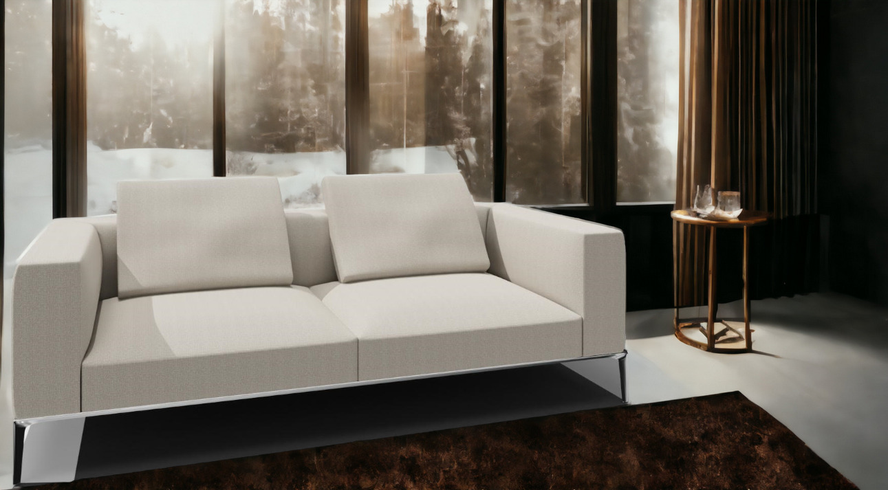 Jaan Living Sofa, 3-Sitzer in Silber, modernes Design Sofa mit zwei Rückenkissen.