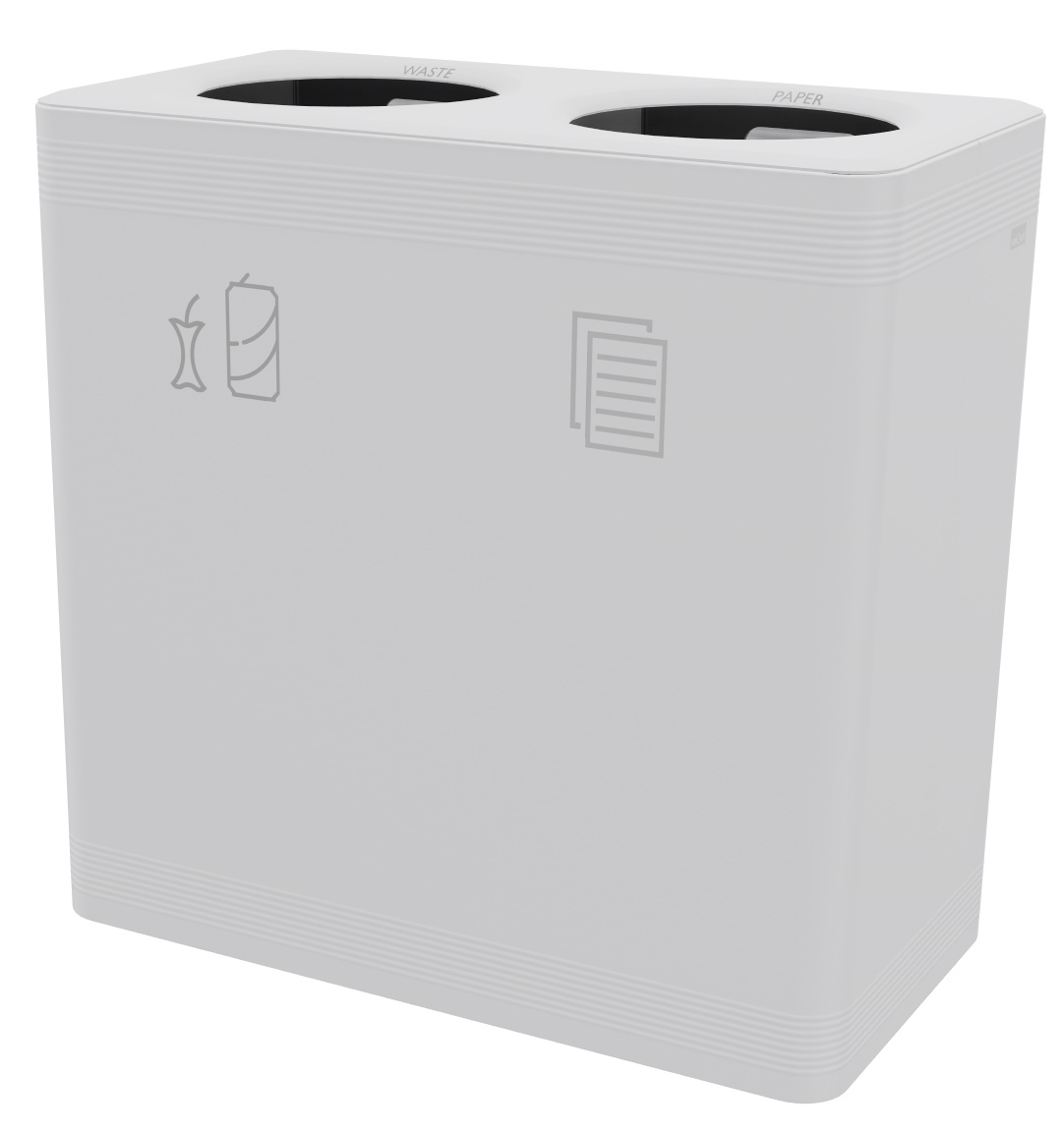 Weißes Ditch 2 Abfalltrennsystem Functionals mit zwei Fächern für Müll und Papier, ideal für Büro und Haushalt.