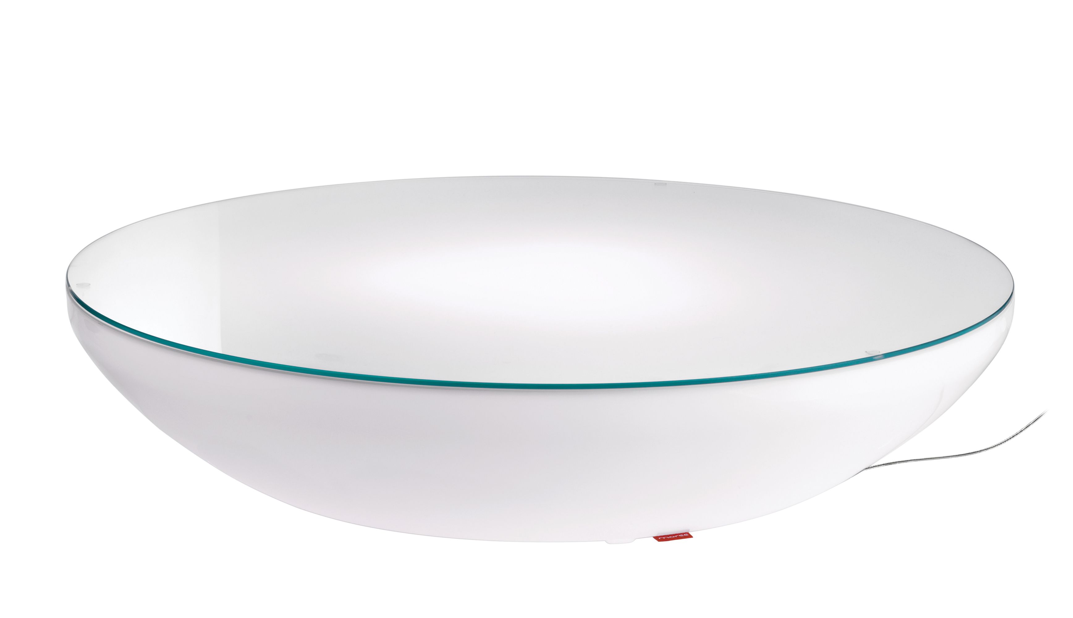 Weißer Moree Couchtisch mit Glasplatte, modernes Design für Wohnzimmer und Indoor-Bereiche.