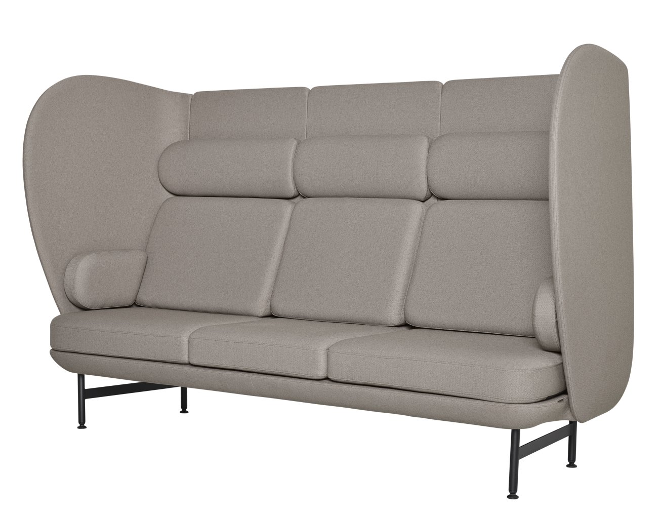 JH1003 Plenum Sofa von Fritz Hansen, graues 3-Sitzer Sofa mit hoher Rückenlehne und schwarzen Füßen.