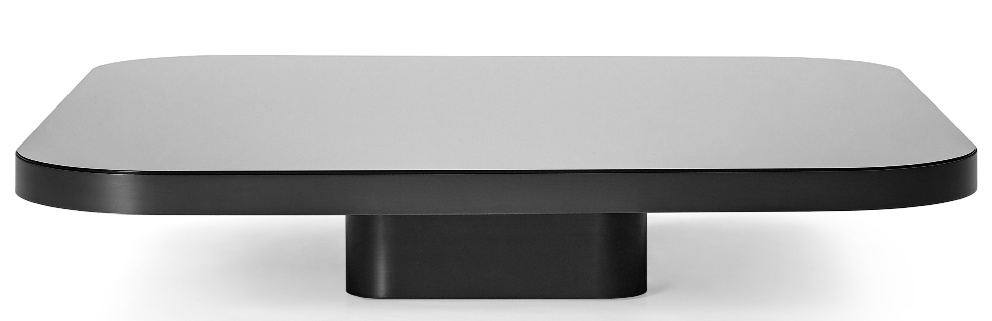 Bow Coffee Table No. 4 von ClassiCon, moderner Couchtisch mit grauer Tischplatte und schwarzem Untergestell.