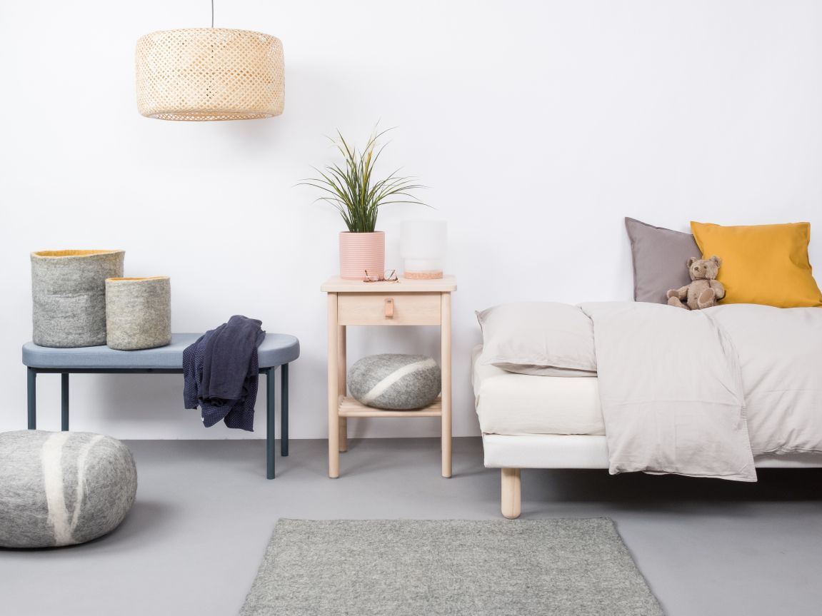 Mono rechthoekig viltkleed 160 x 230 cm myfelt Carl (grau gemêleerd)