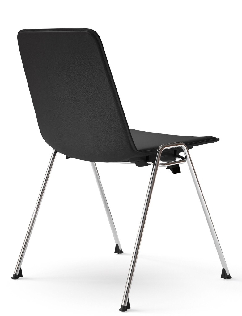 Schwarzer 1650 Yunity Chair Stuhl von Walter Knoll mit verchromtem Stahlgestell, Ansicht von hinten.