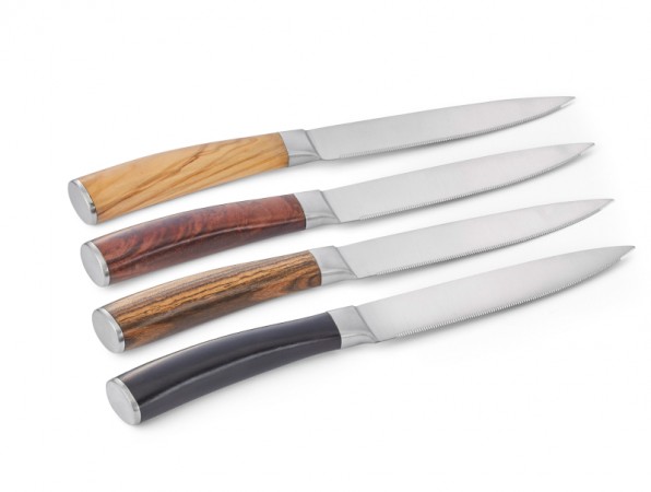 Garry Steakmesserset von Philippi, 4-teilig mit Echtholzgriffen in verschiedenen Farben. Hochwertige Steakmesser.