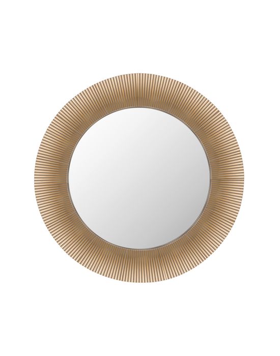 Runder All Saints Spiegel von Kartell in Gold mit geriffeltem Rahmen.