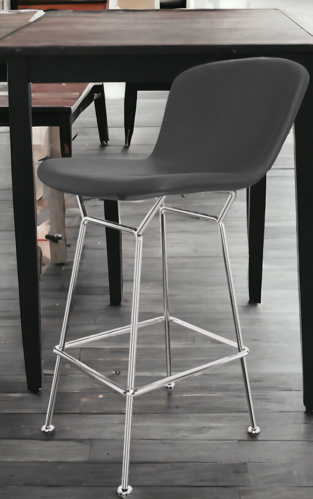Bertoia Barhocker mit Kernleder Sitzfläche und verchromtem Gestell, ideal für die Theke.