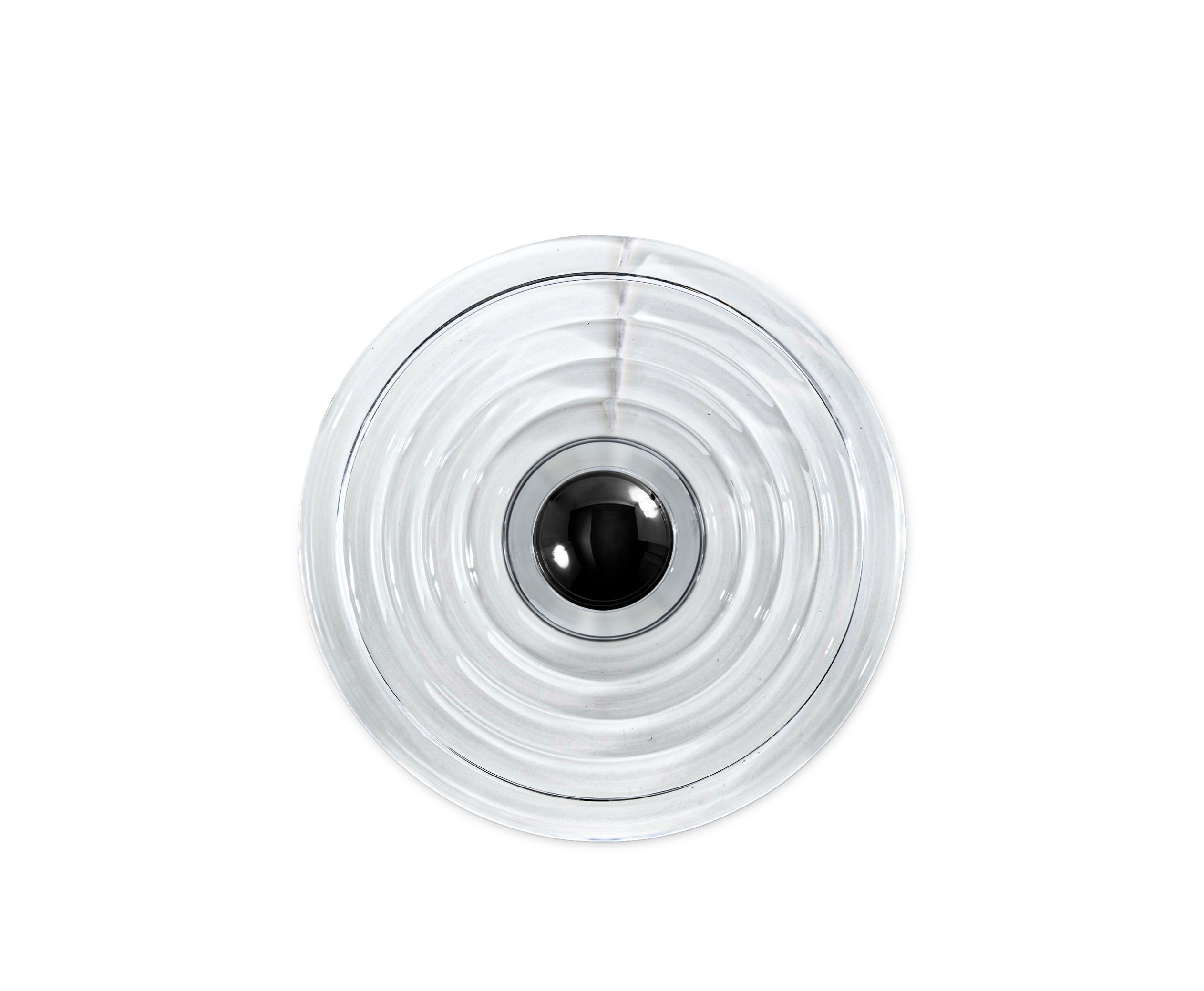Tom Dixon Press Surface Large Wandleuchte aus Glas mit schwarzem Mittelpunkt, Aufsicht.