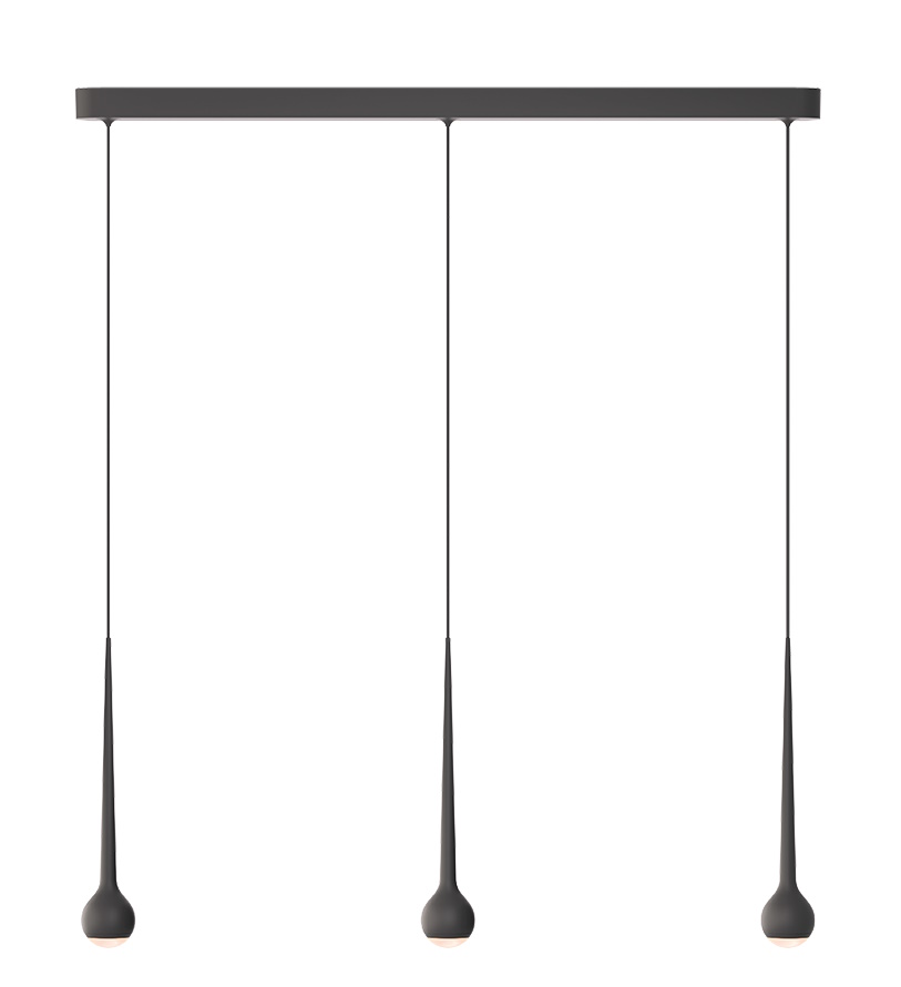 Graue Falling Sun Pendelleuchte mit drei tropfenförmigen Lampen für moderne Beleuchtung.
