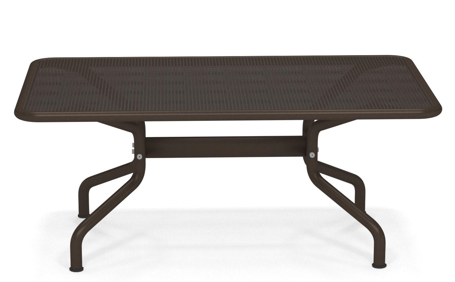 Athena Couchtisch von Emu für den Außenbereich, brauner Metall-Couchtisch mit rechteckiger Tischplatte.