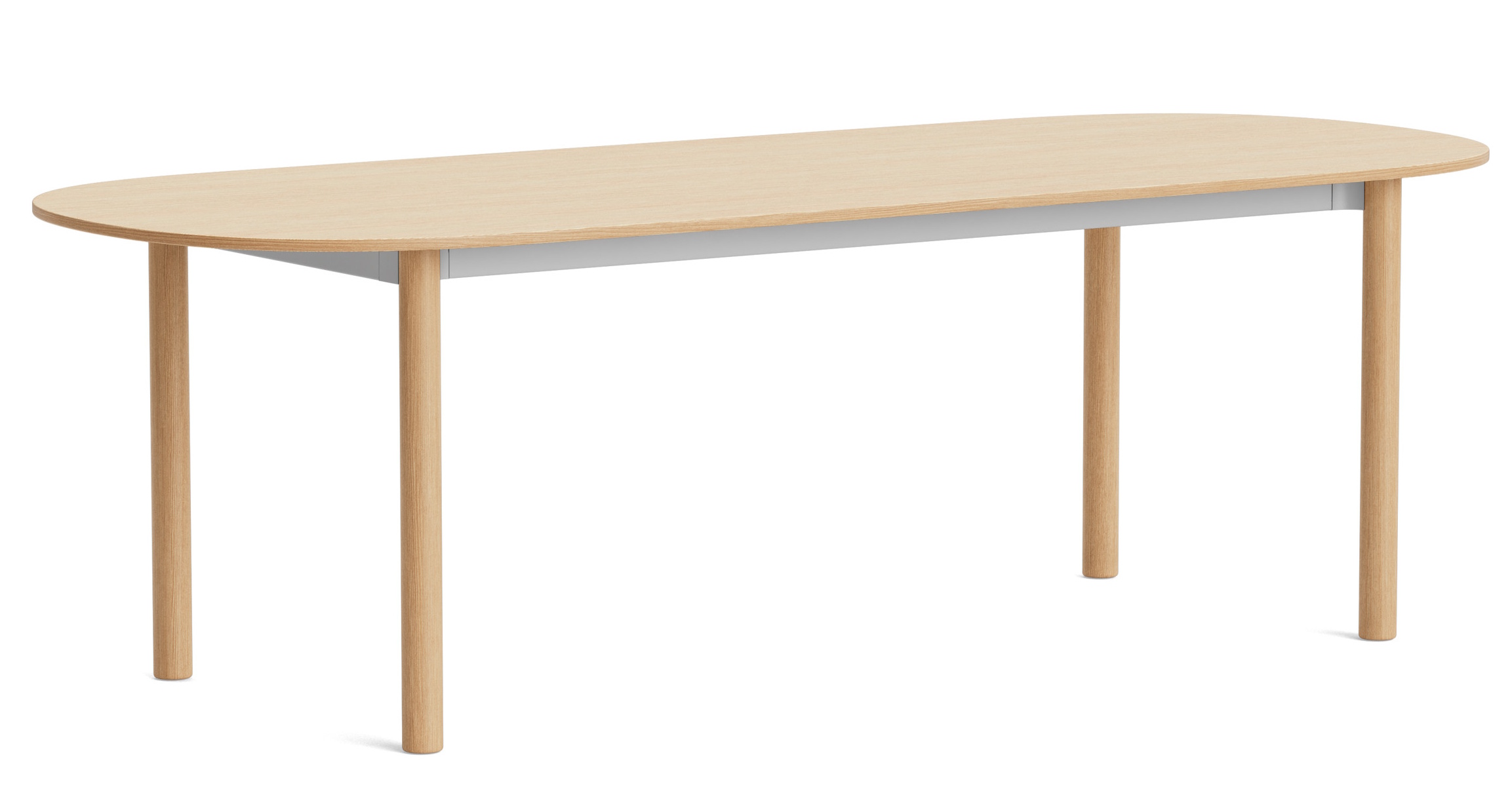 Annex Table Oblong Esstisch von Hay, oval, aus hellem Holz mit vier Beinen.