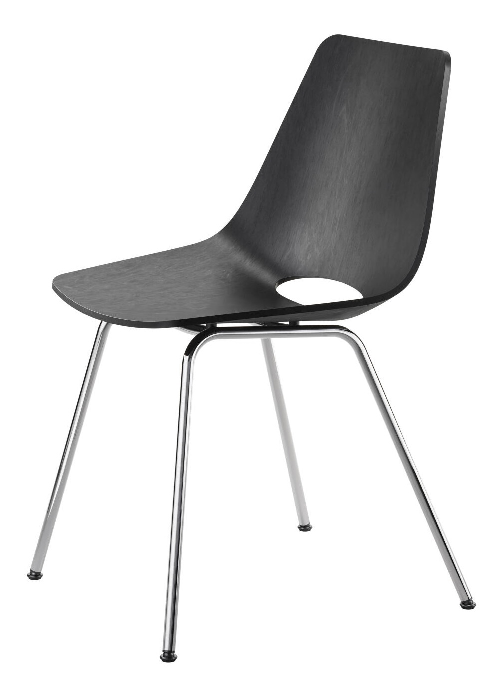 S 661 Thonet Stuhl: Schwarzer Holzstuhl mit Stahlrohrgestell, modernes Design für Esszimmer und Büro.