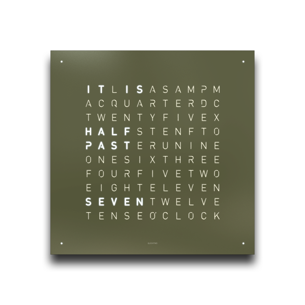Voorpagina voor Earth 45 wandklok Engels QLOCKTWO