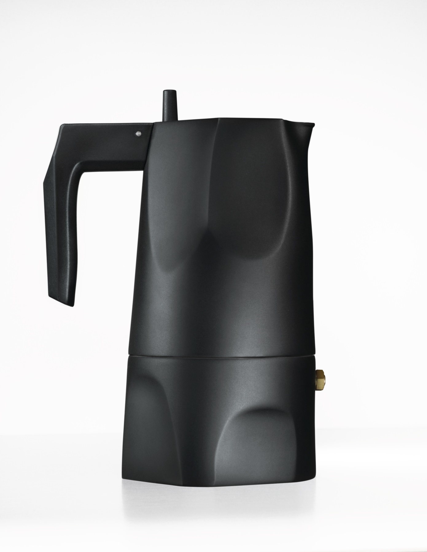 Schwarzer Alessi Espressokocher "Ossidiana" aus Aluminium für aromatischen, italienischen Kaffee. Moka Kanne für Herdplatten.