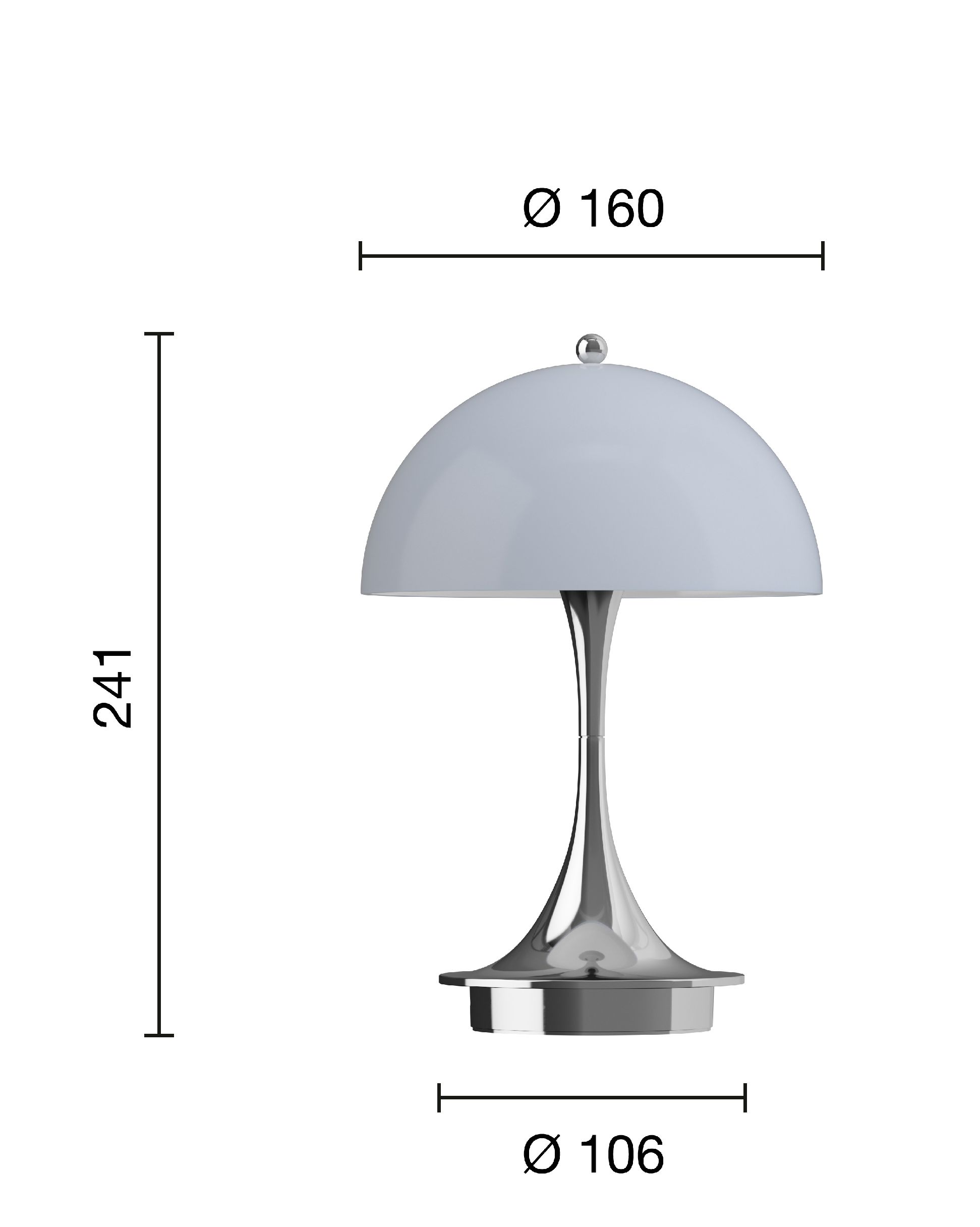 Panthella 160 Portable V3 LED-tafellamp op accu voor binnen en buiten van Louis Poulsen, opaalblauw-grau